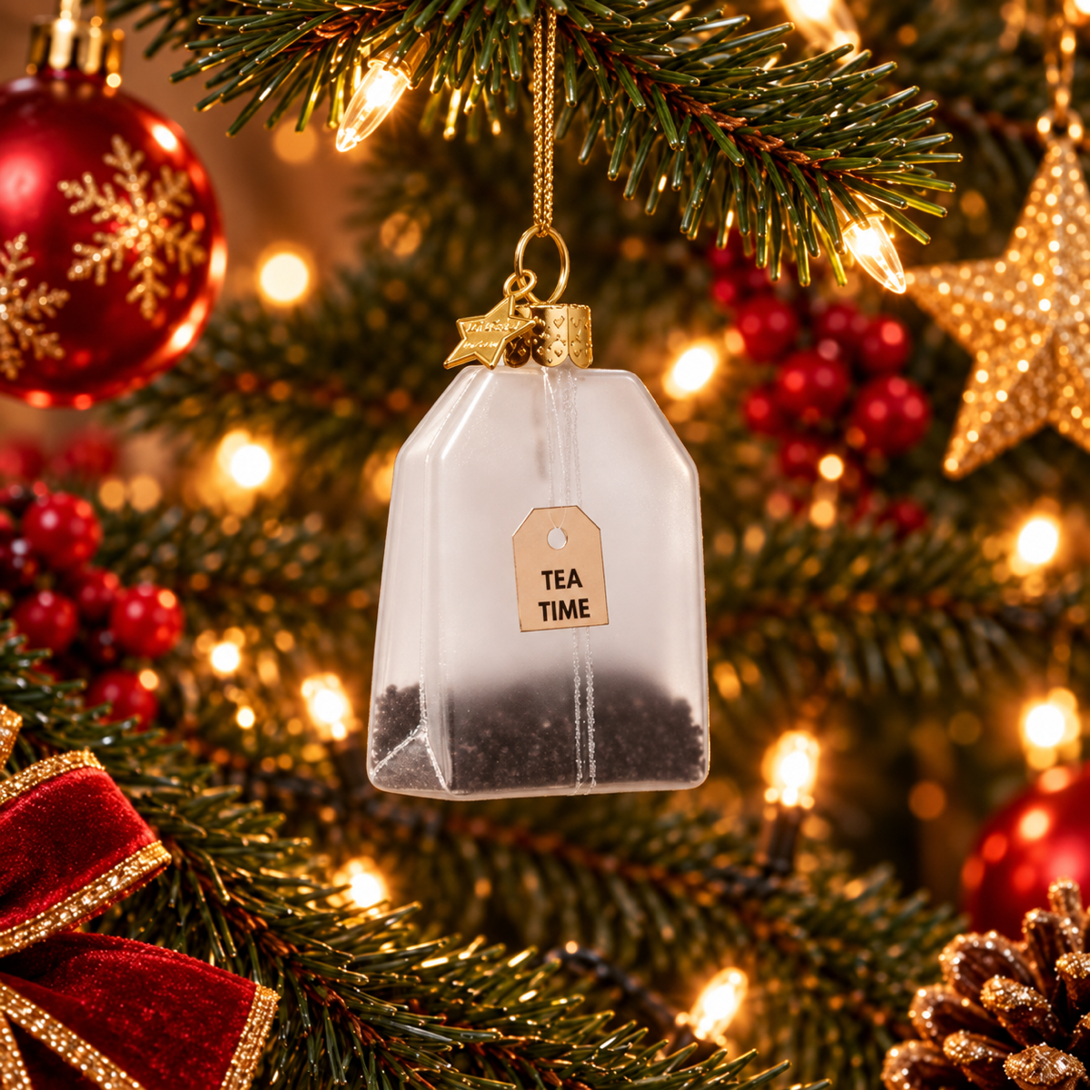 Vondels Kerstornament theezakje Wit 5 x 2.5 x 7.5 cm