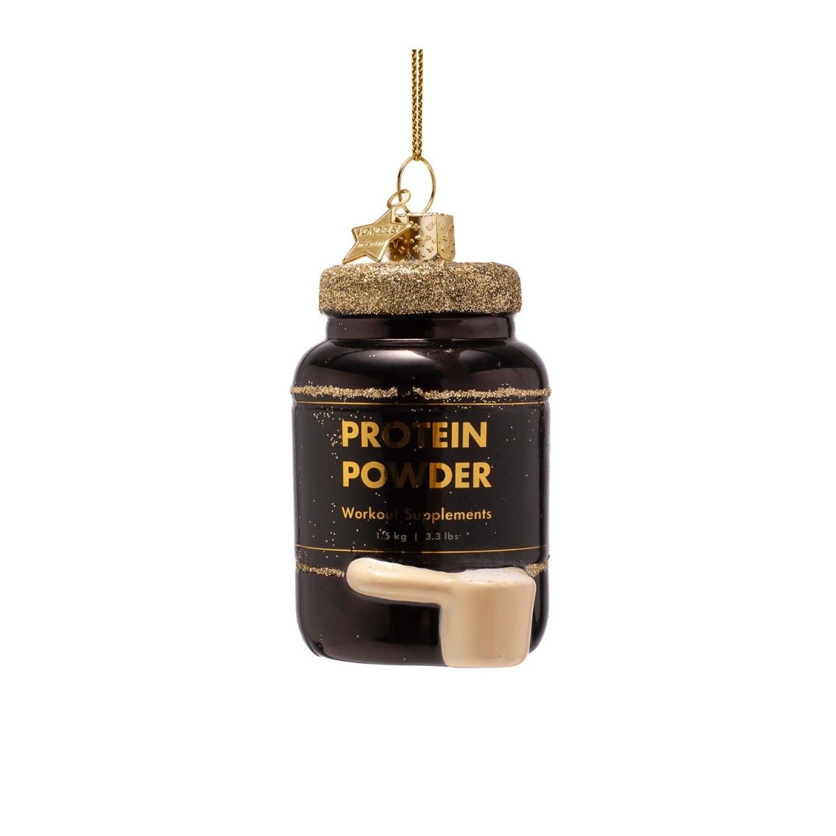 Vondels Kerstornament eiwitpoeder Zwart 5 x 5 x 8.5 cm