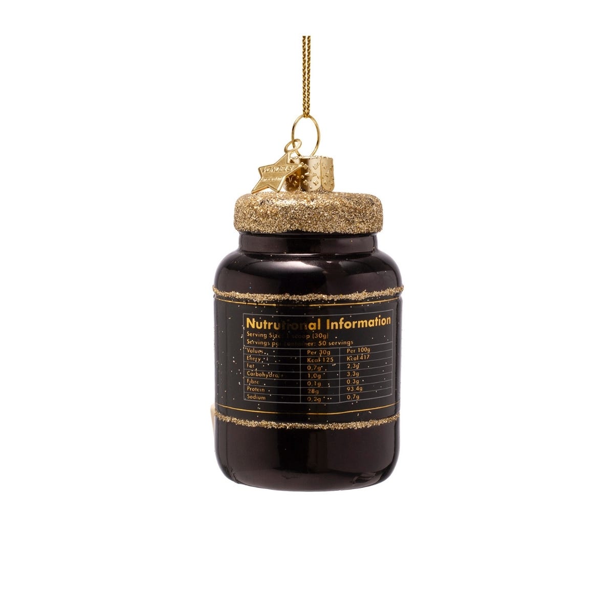 Vondels Kerstornament eiwitpoeder Zwart 5 x 5 x 8.5 cm