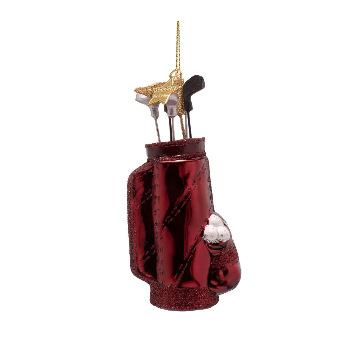 Vondels Kerstornament golftas Rood 6.5 x 4.5 x 13 cm