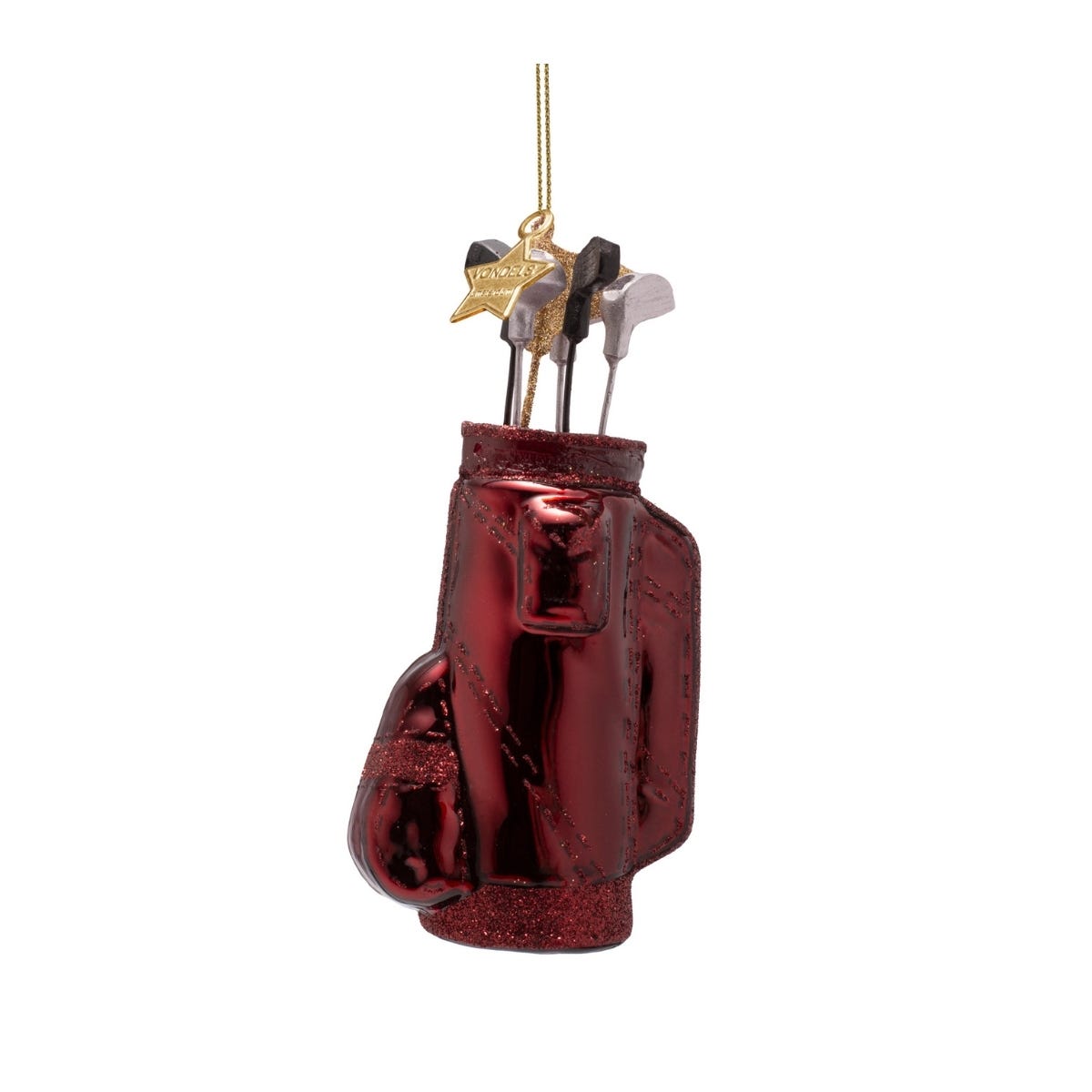Vondels Kerstornament golftas Rood 6.5 x 4.5 x 13 cm