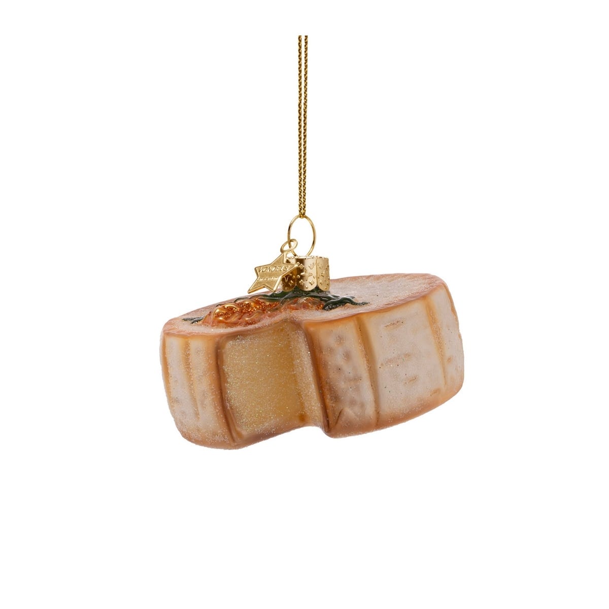 Vondels Kerstornament camembert kaas Beige 7.5 x 3 x 4 cm
