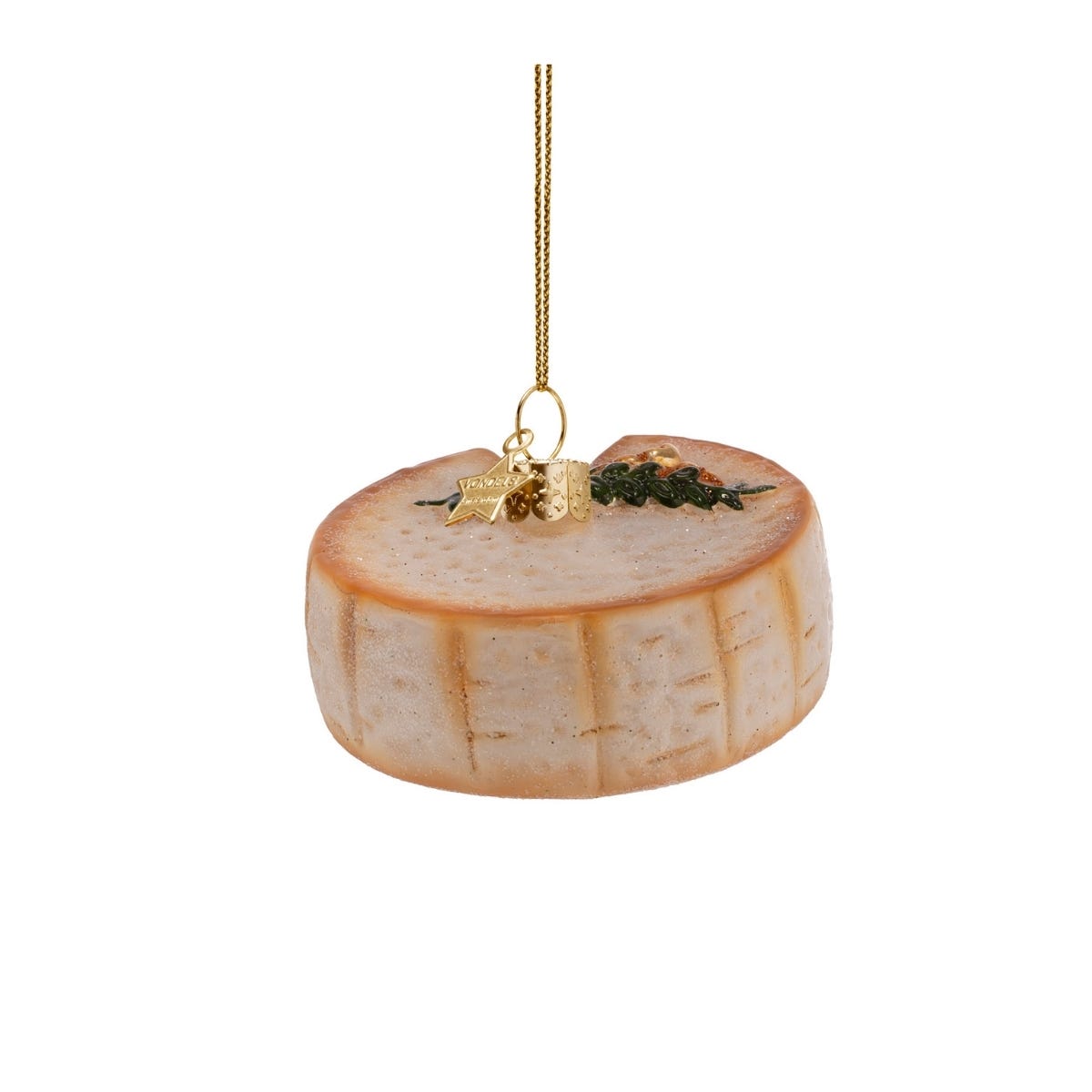 Vondels Kerstornament camembert kaas Beige 7.5 x 3 x 4 cm
