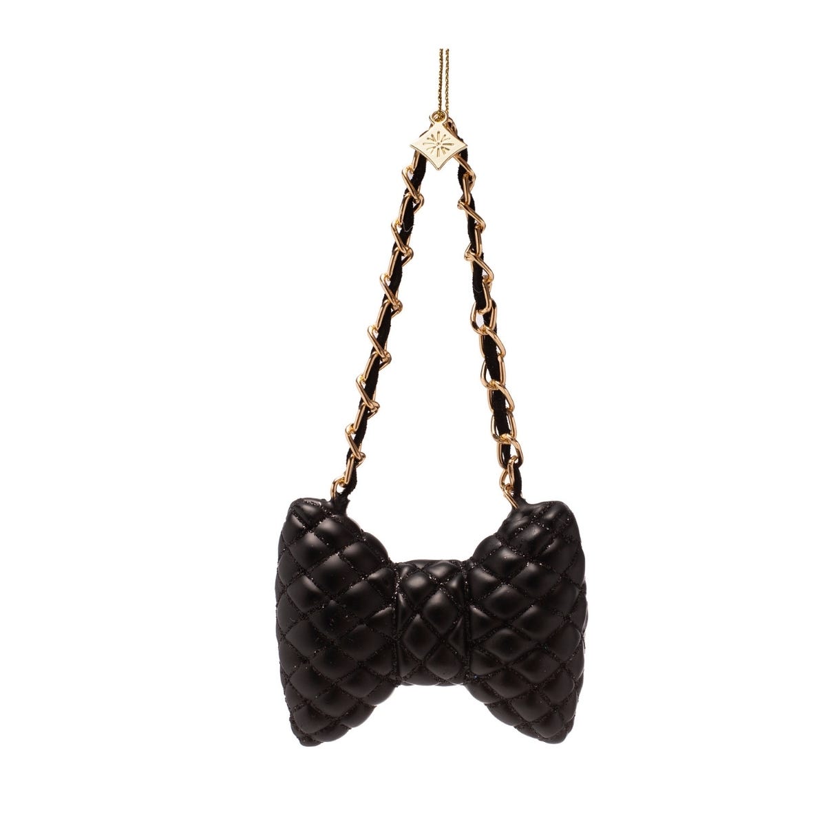 Vondels Kerstornament tas met strik Zwart 8 x 3 x 7 cm