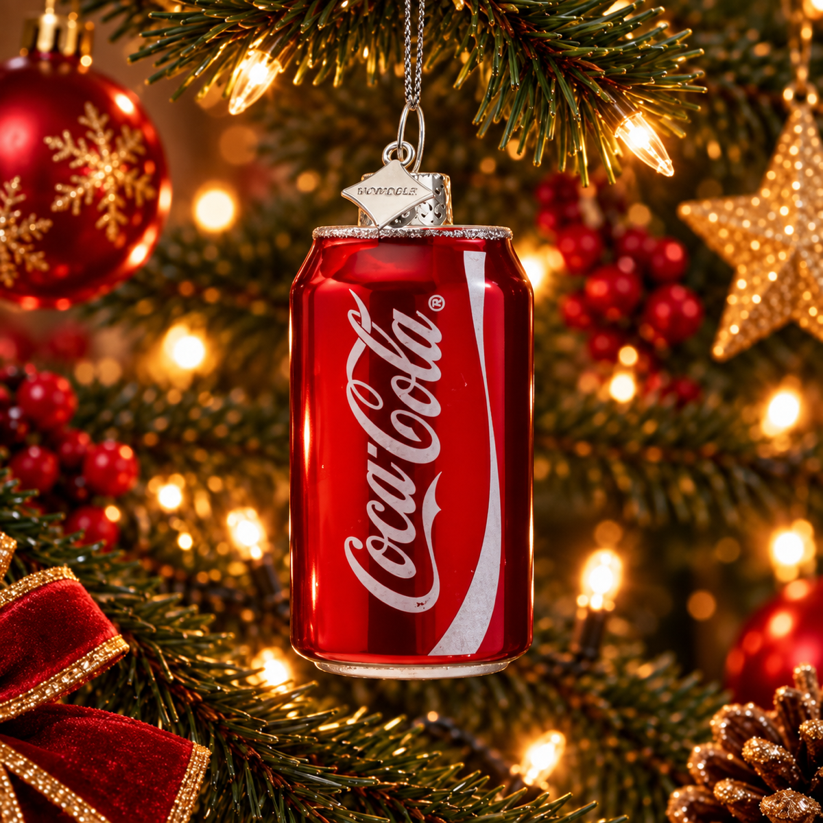 Vondels Kerstornament Coca-Cola blikje Rood 4 x 4 x 8 cm