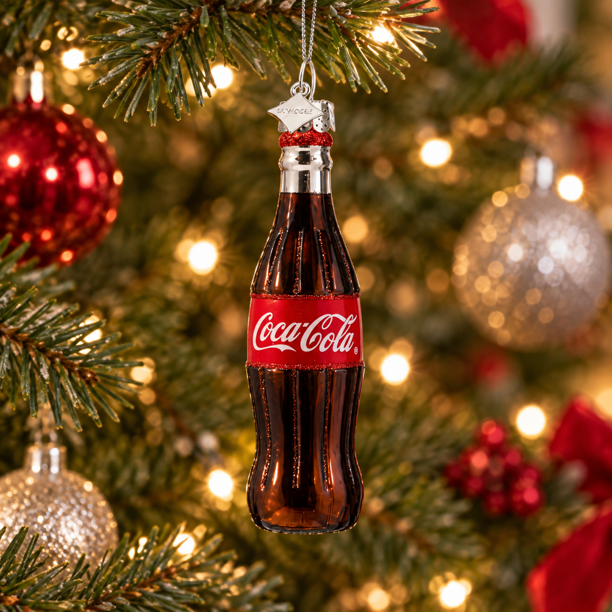 Vondels Kerstornament Coca-Cola fles Rood 3 x 3 x 12 cm