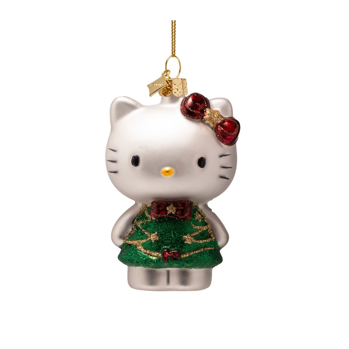 Vondels Kerstornament Hello Kitty in kerstboomjurk Wit 5.5 x 4 x 8.5 cm