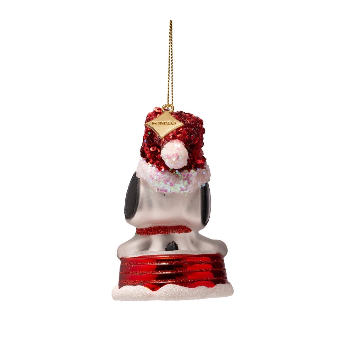 Vondels Kerstornament Snoopy en Woodstock op slee Wit 6 x 6 x 7.5 cm