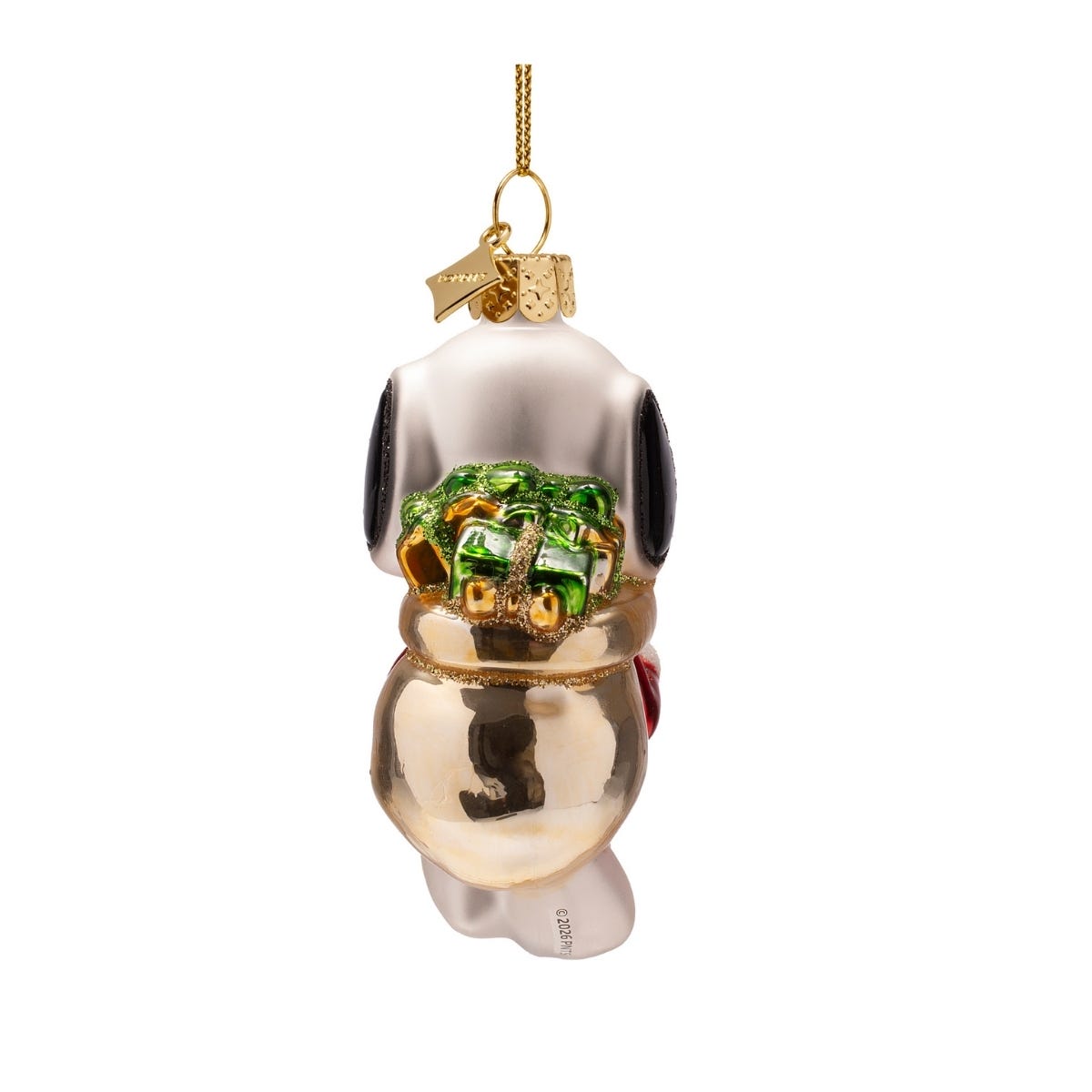 Vondels Kerstornament Snoopy met cadeaus in tas Wit 6.5 x 4 x 9 cm