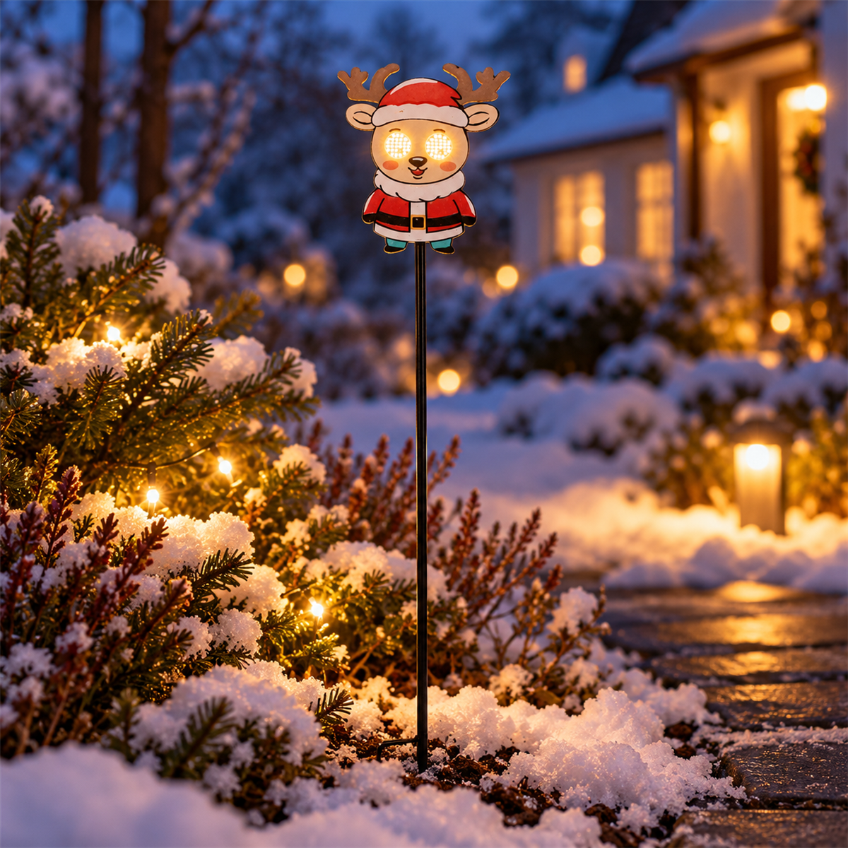 Lumineo Verlicht Kerstfiguur Tuinsteker Rendier Roterend Groen Warm Wit 104 Lampjes 3 x 15 x 78 cm