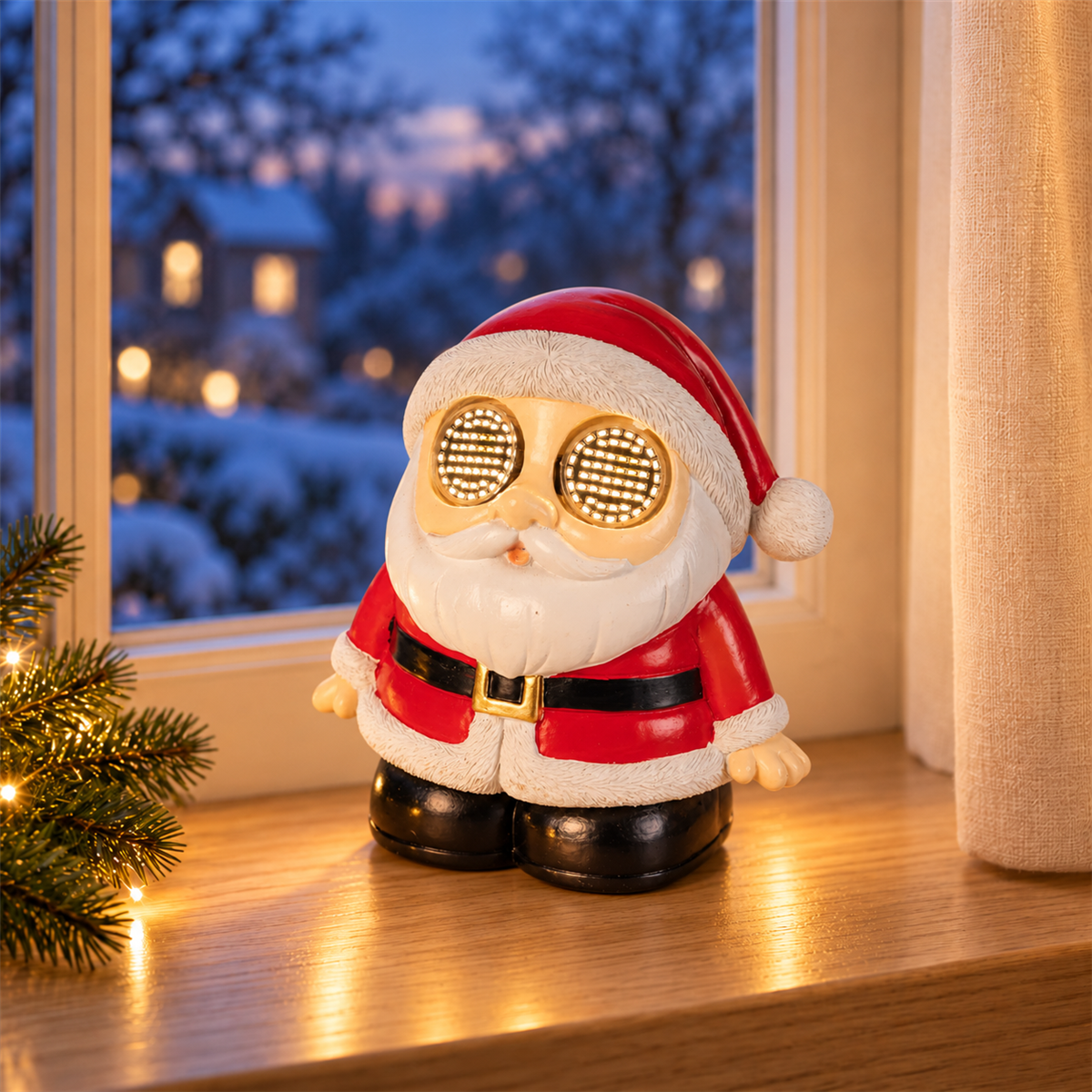 Lumineo Verlicht Kerstfiguur Kerstman Rood Warm Wit 1 Lampje 9.5 x 13 x 13.5 cm