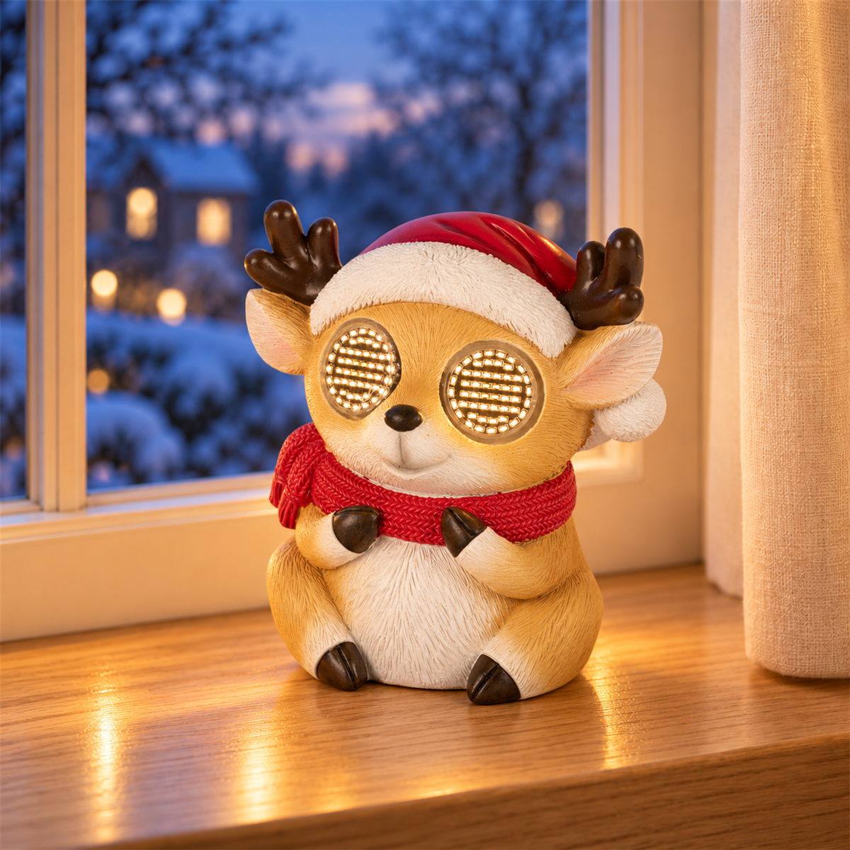 Lumineo Verlicht Kerstfiguur Rendier Groen Warm Wit 1 Lampje 9.5 x 12.5 x 13 cm