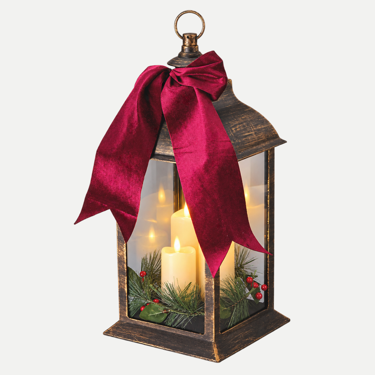 De Bosrand Verlicht Kerstfiguur Lantaarn met Kaarsen Zwart 62 x 21 x 51 cm