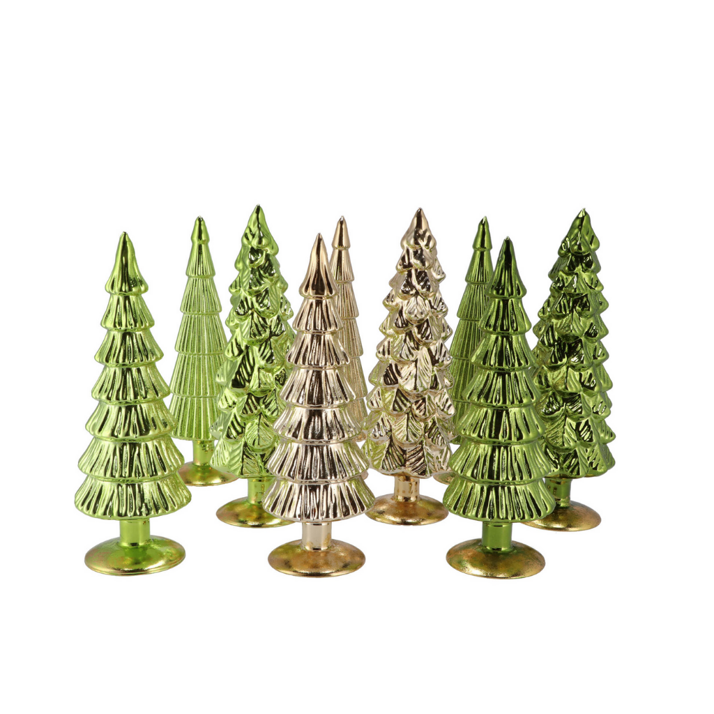 Twinkle Forest Green Glass Tree Metallic Ass 9x30cm