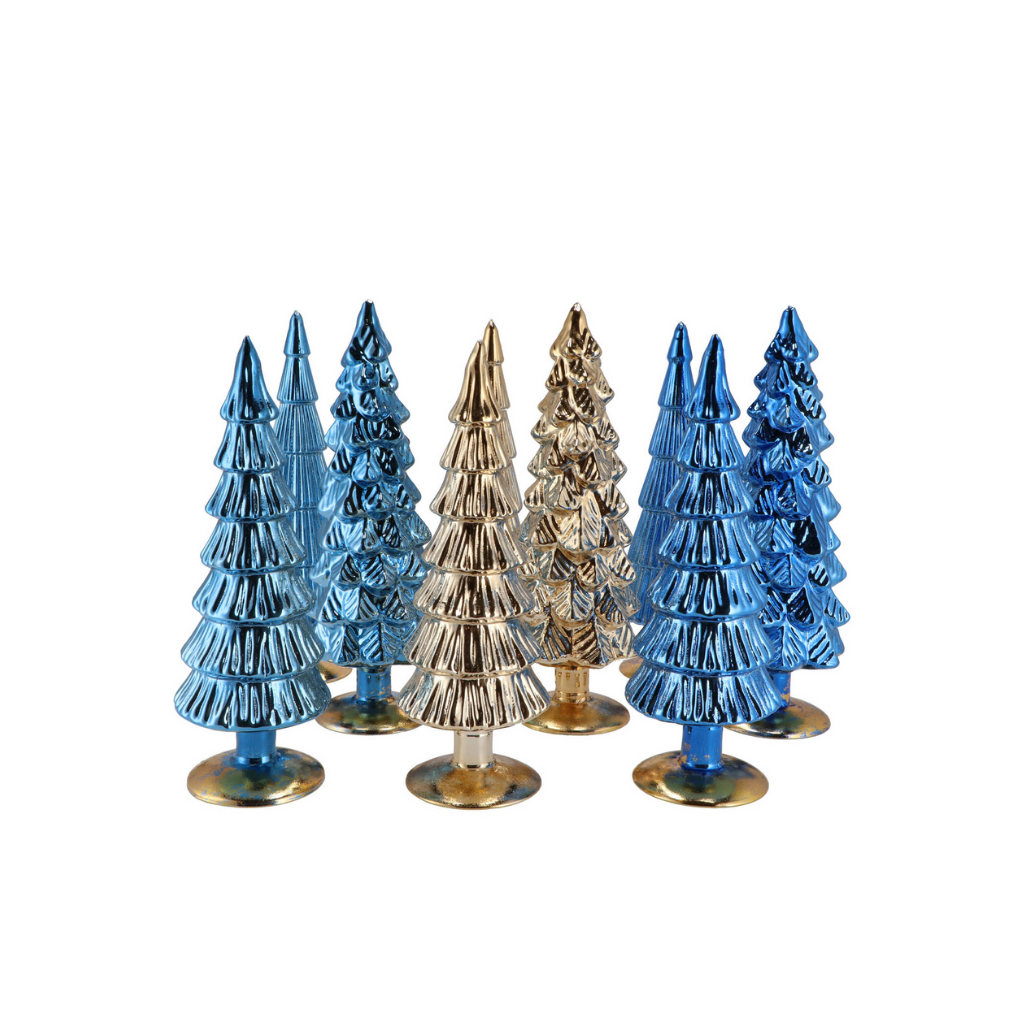 Twinkle Blue Glass Tree Metallic Ass 9x35cm