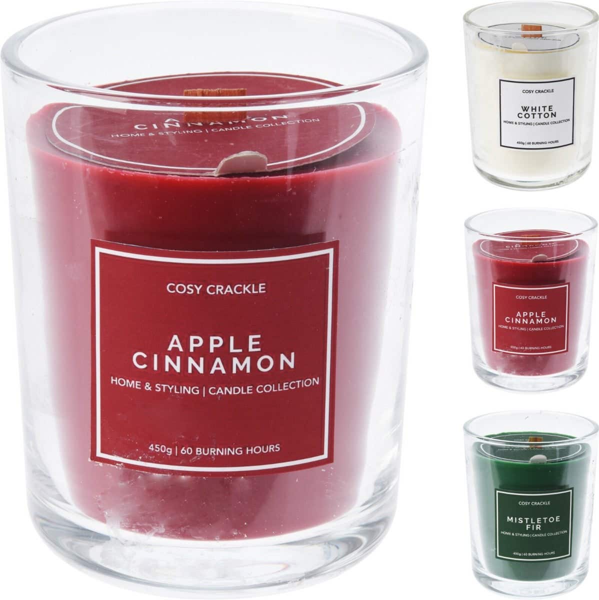 Geurkaars houten lont 12 cm 60 uur