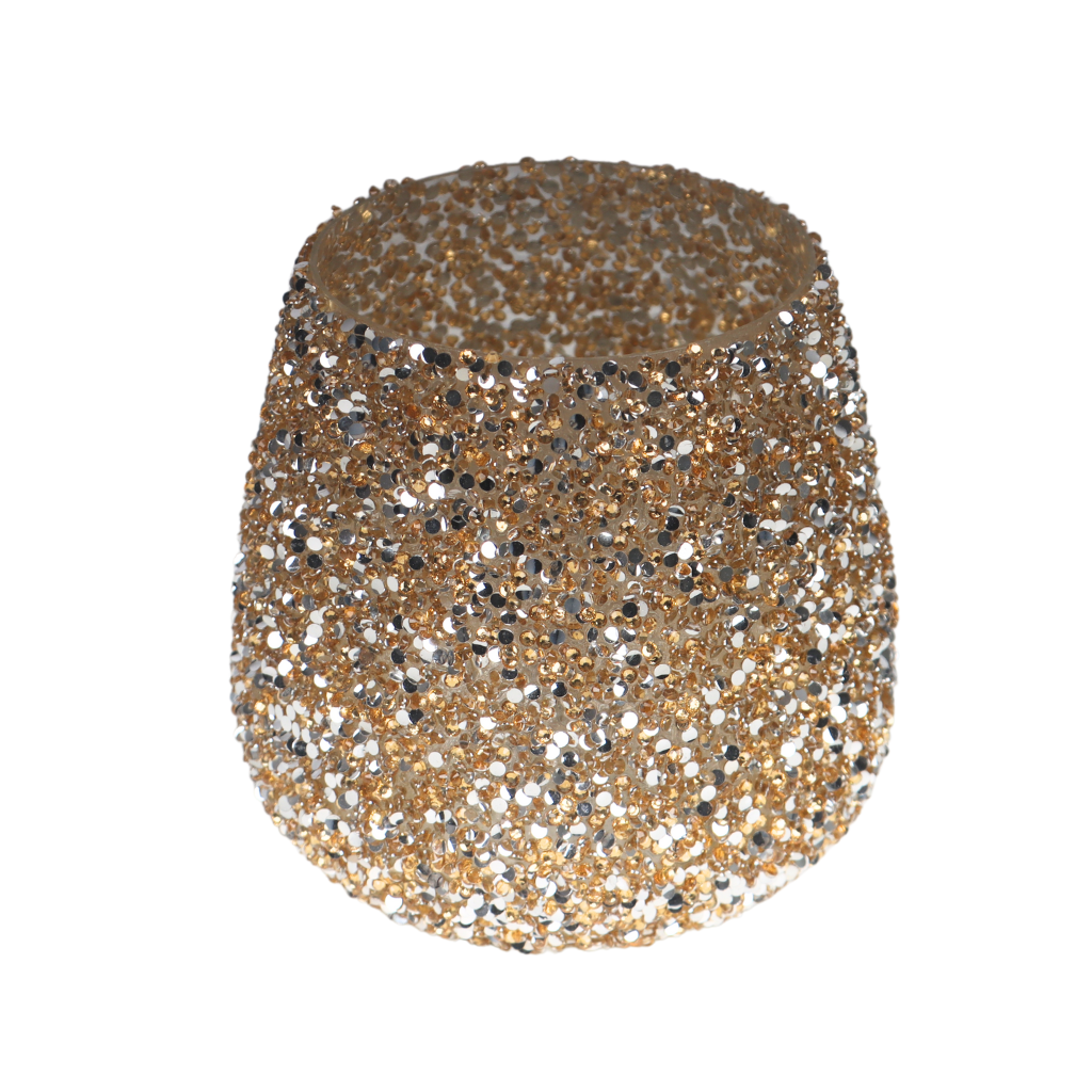 Theelichthouder Strass Cauldron Goud 9.5 x 9 cm