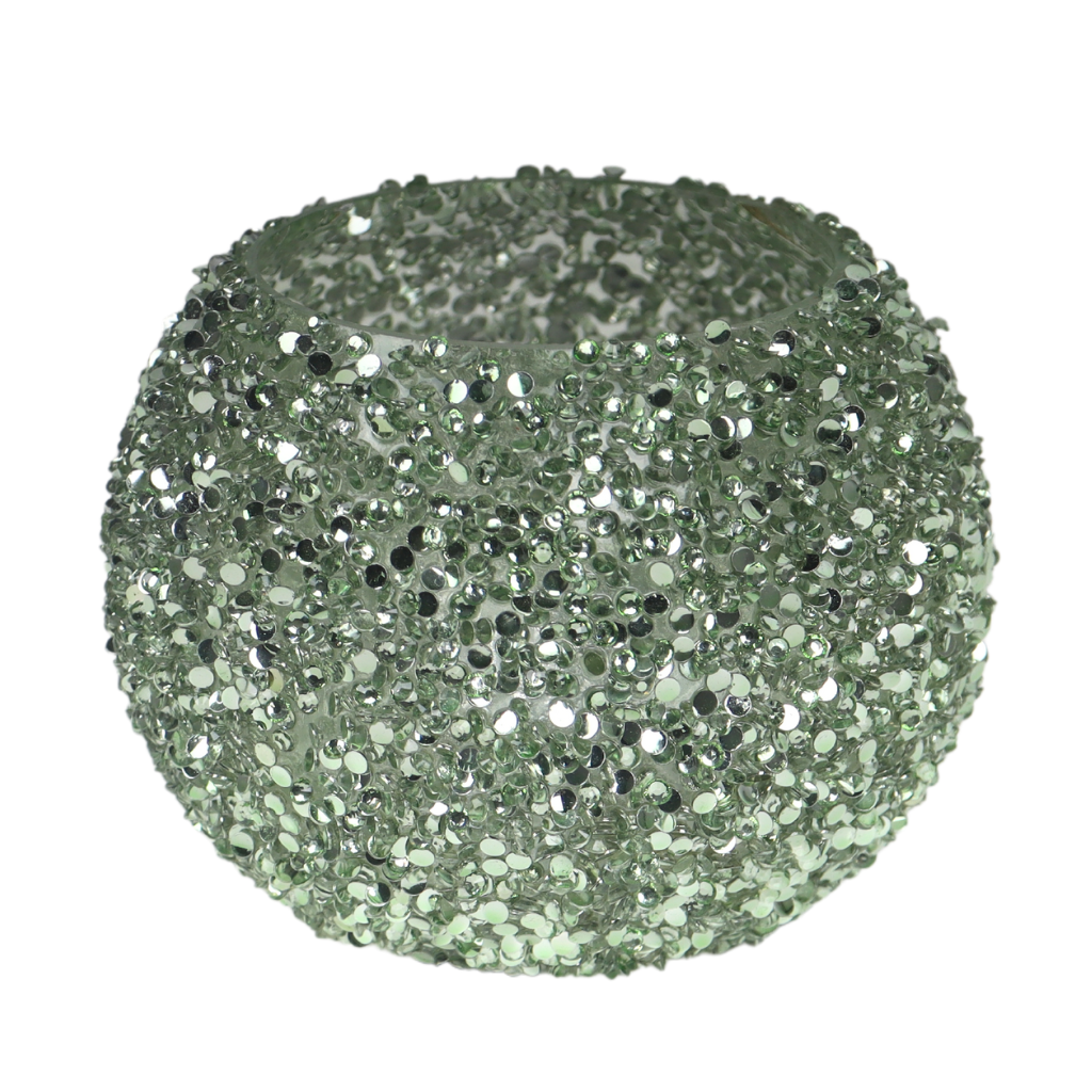Theelichthouder Strass Bowl Groen 11 x 8.5 cm