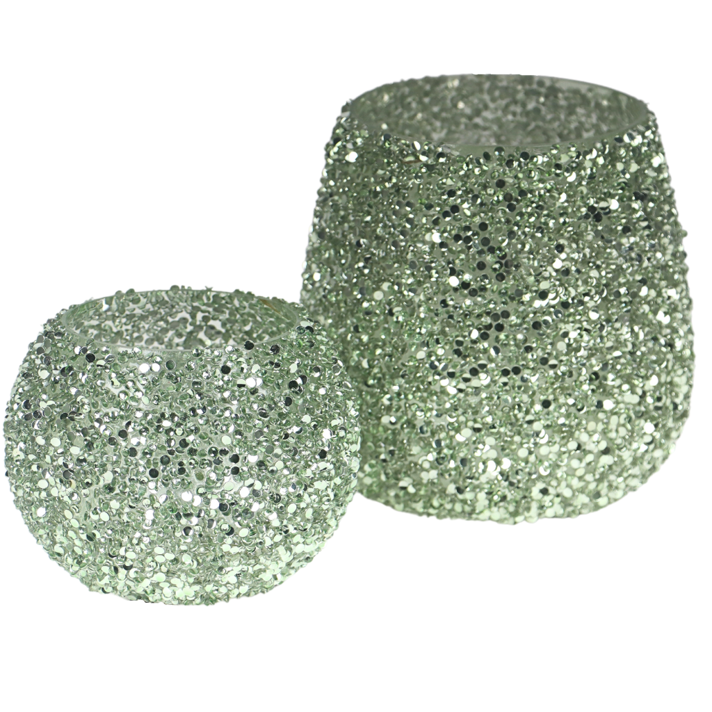 Theelichthouder Strass Bowl Groen 11 x 8.5 cm