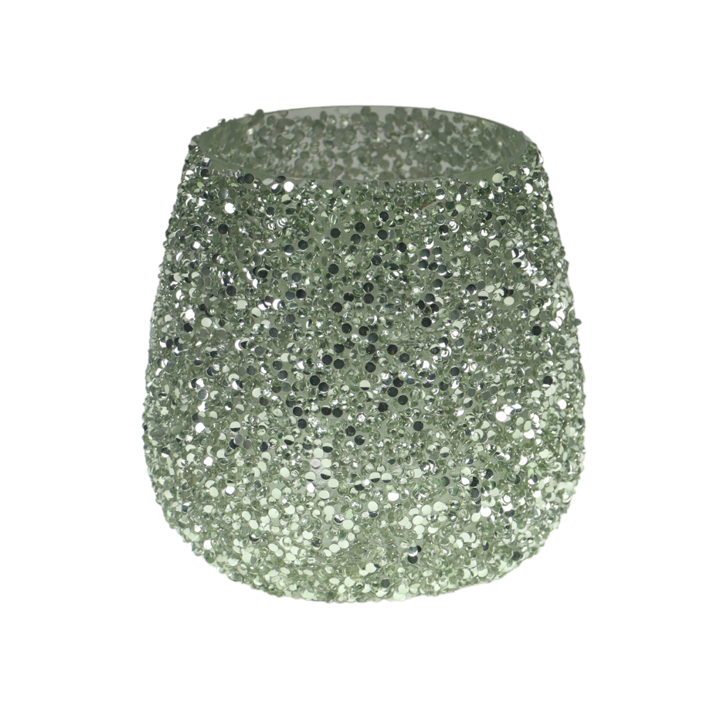 Theelichthouder Strass Cauldron Groen 9.5 x 9 cm