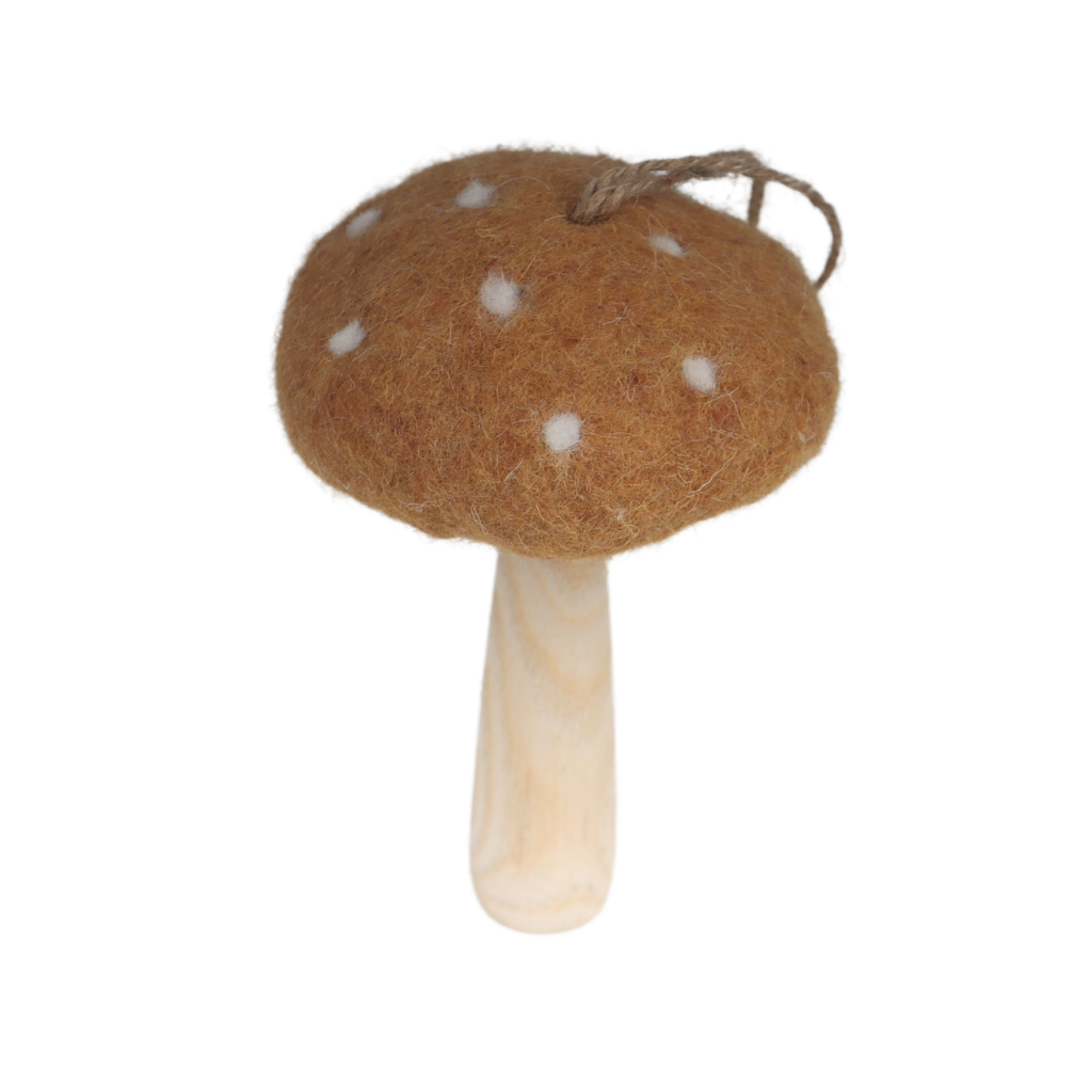 Vilten hanger paddenstoel naturel 13 x 8 cm