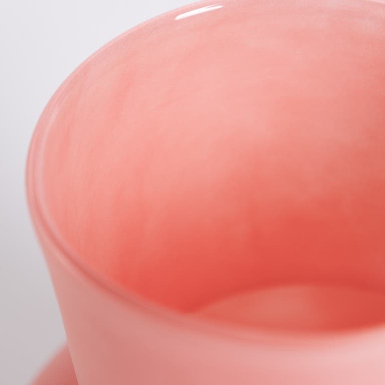 Des Pots Glazen hoornvaas mat-rose 30 x 22 cm