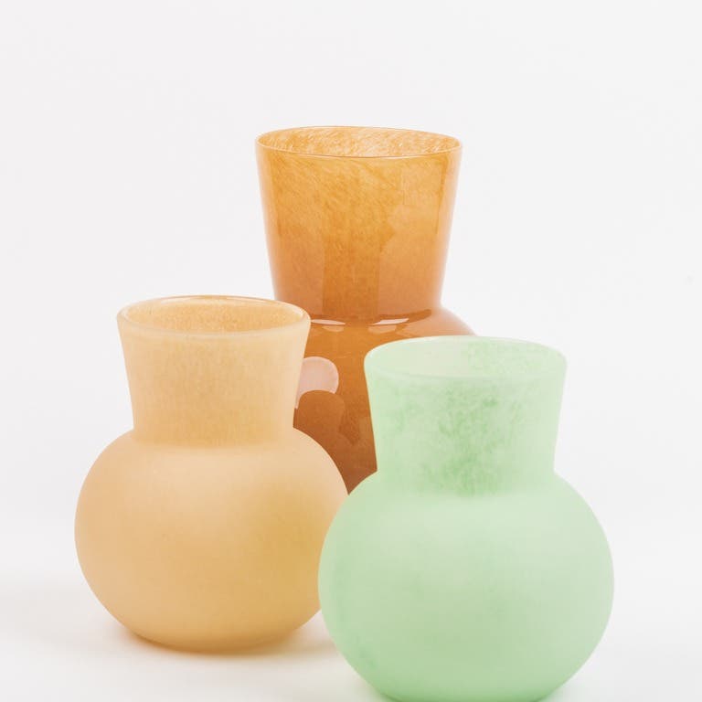 Des Pots Glazen hoornvaas mat-rose 30 x 22 cm