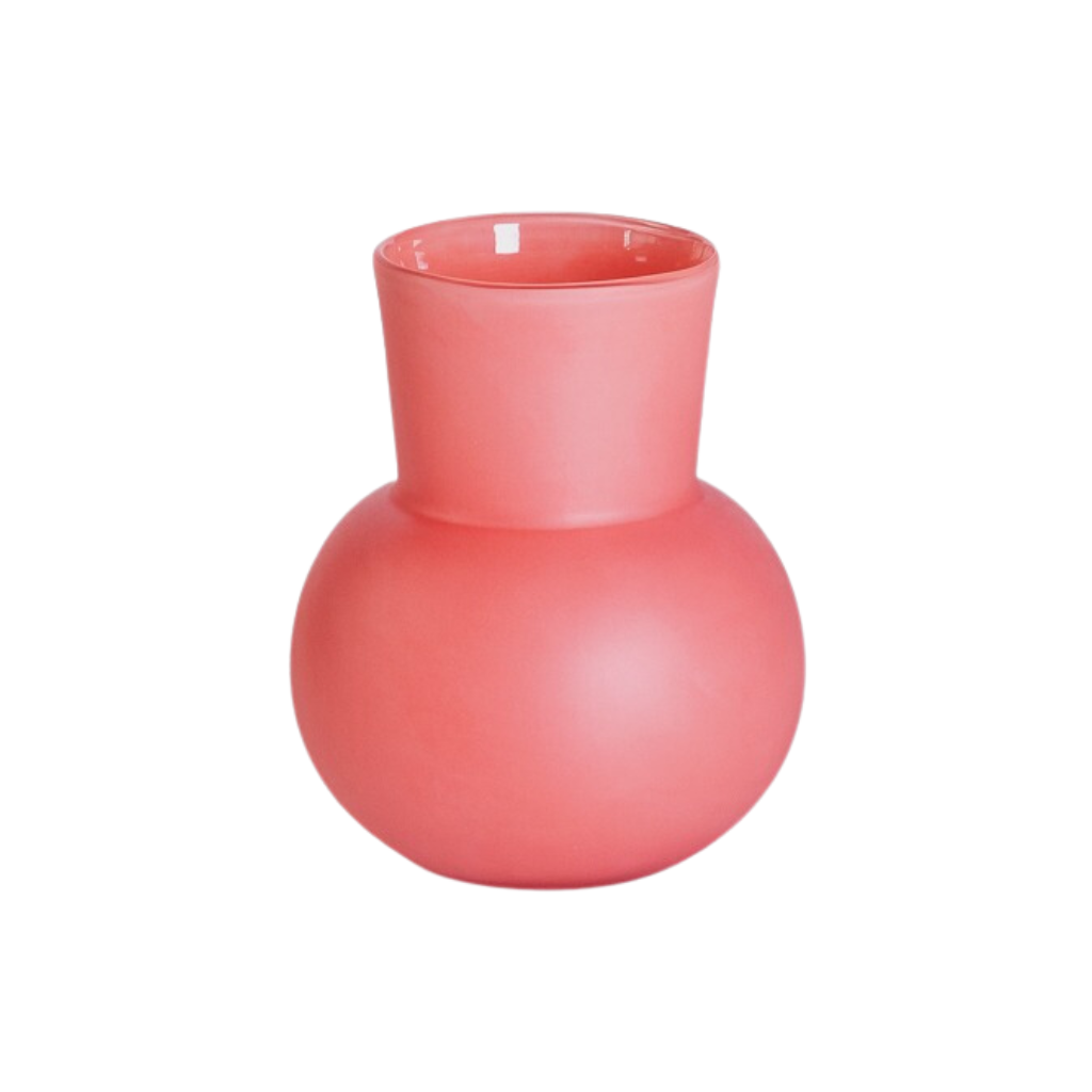 Des Pots Glazen hoornvaas mat-rose 21 x 18 cm