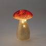 Paddenstoel verlicht glas wit met rode stippen 15 cm