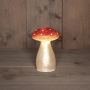 Paddenstoel verlicht glas wit met rode stippen 15 cm