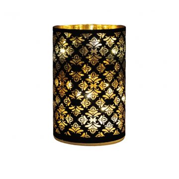 Anna's Collection kerstlamp blad glas zwart barok 10 x 15 cm