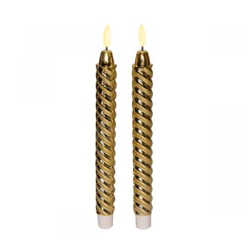 Dinerkaars Goud Swirl 3D vlam 2 stuks 25 cm