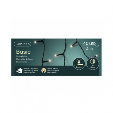 Lumineo LED basic lights zwart 300cm warm wit