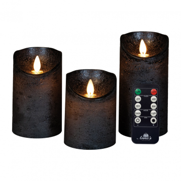 Kaars Antraciet Wax Rustiek (3 stuks)