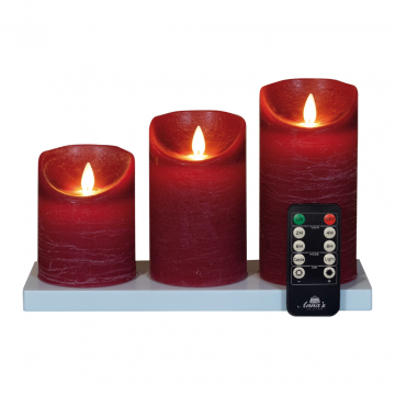 Oplaadbare Kaars Bordeaux Wax Rustiek (3 stuks)
