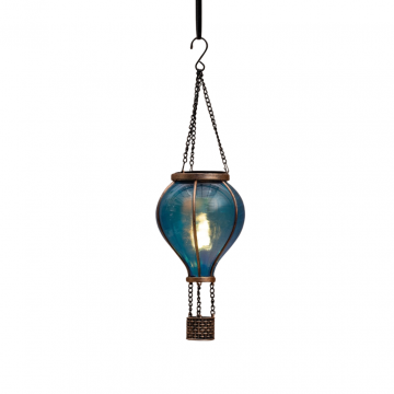 Anna's Collection Luchtballon solar LED met vlameffect blauw 11 x 36 cm