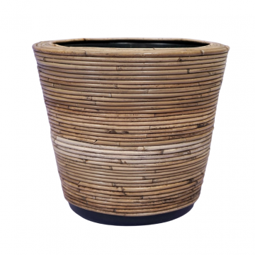 Van der Leeden Drypot Rotan Streep Grijs 38x36