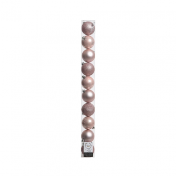 Kerstballen onbreekbaar tube 10 stuks blush pink
