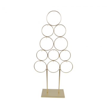 Metalen kerstboom ringen op voet goud 39 x 84 cm