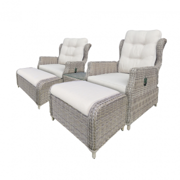 Royal Seasons Xavi Loungestoel met hocker XL set