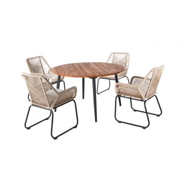 Ease Up Napoli ronde dining set beige 4 personen