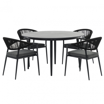 Ease Up Bo ronde dining set zwart voor 4 personen