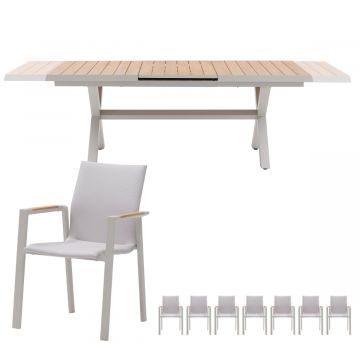 Royal Seasons Solare uitschuifbare dining set voor 8 personen