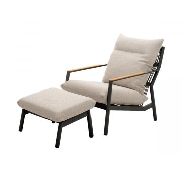 Royal Seasons Las Palmas lounger XL met hocker antraciet
