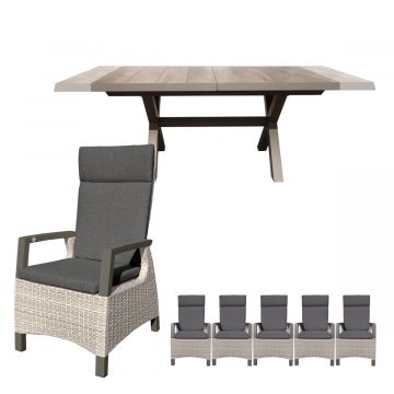 Royal Seasons Costa Dining uitschuifbare dining set 6 personen