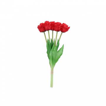 Kunstbloem Zijde Papegaai Tulp Rood 39cm 5 stuks