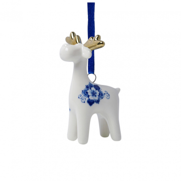 Heinen Delfts Blauw Kerstornament Kariboe 10 cm