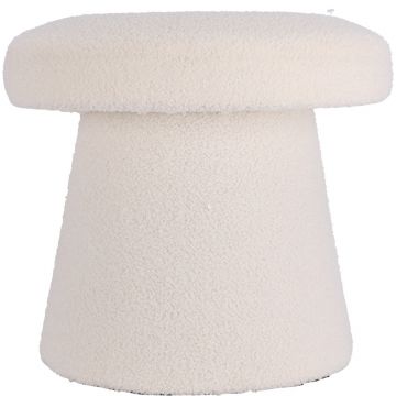 Poef paddenstoel teddy wit 43 cm