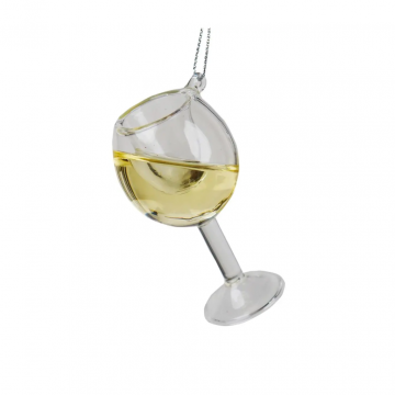 Kurt Adler kersthanger Wine Glass White
