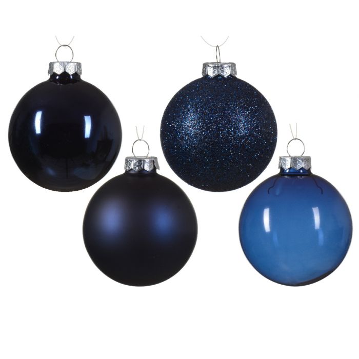 Decoris Kerstballen Glas mix Blauw 42 stuks